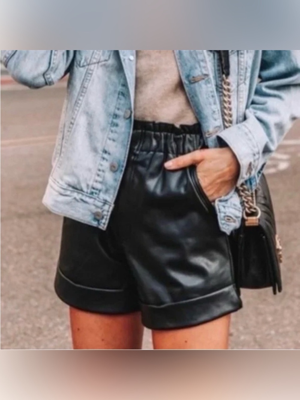 Abercrombie & Fitch Black Faux Leather High Waist Shorts